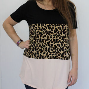 Leopard Colorblock Top - Brown